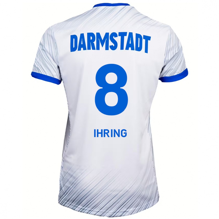 גברים כדורגל Janis Ihring #8 לבן כחול הרחק ג'רזי 2024/25