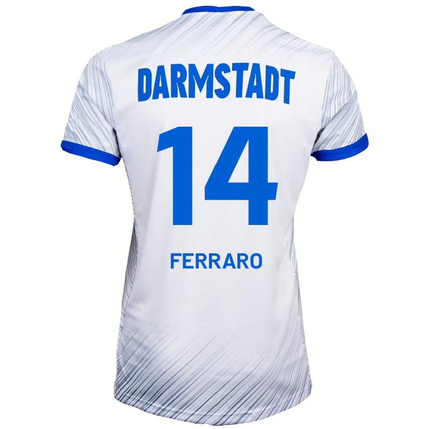 גברים כדורגל Enzo Ferraro #14 לבן כחול הרחק ג'רזי 2024/25