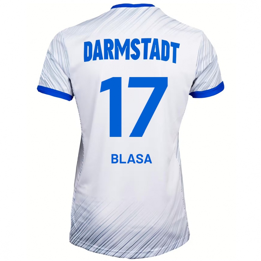 גברים כדורגל Keanu Blasa #17 לבן כחול הרחק ג'רזי 2024/25