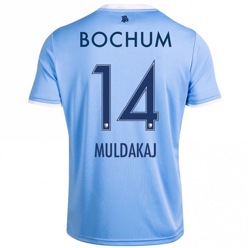 גברים כדורגל Ardit Muldakaj #14 שמיים כחולים הרחק ג'רזי 2024/25