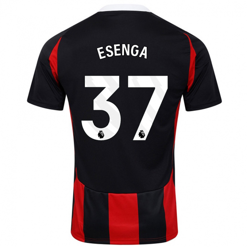 גברים כדורגל Jonathan Esenga #37 שחור אדום הרחק ג'רזי 2024/25