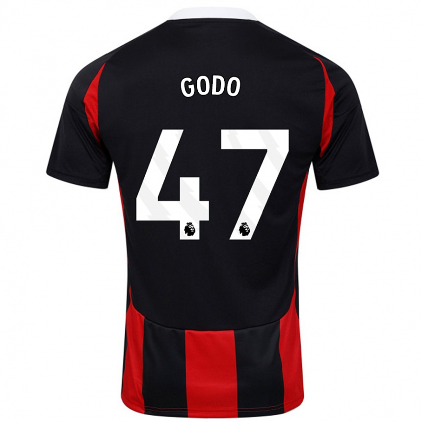 גברים כדורגל Martial Godo #47 שחור אדום הרחק ג'רזי 2024/25