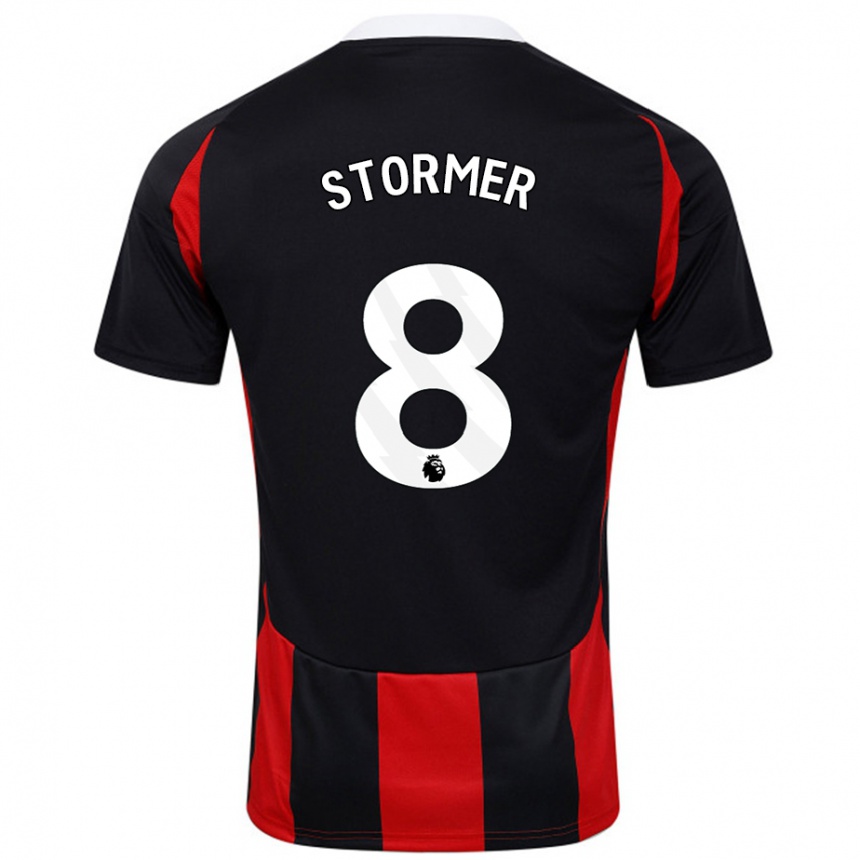 גברים כדורגל Becky Stormer #8 שחור אדום הרחק ג'רזי 2024/25