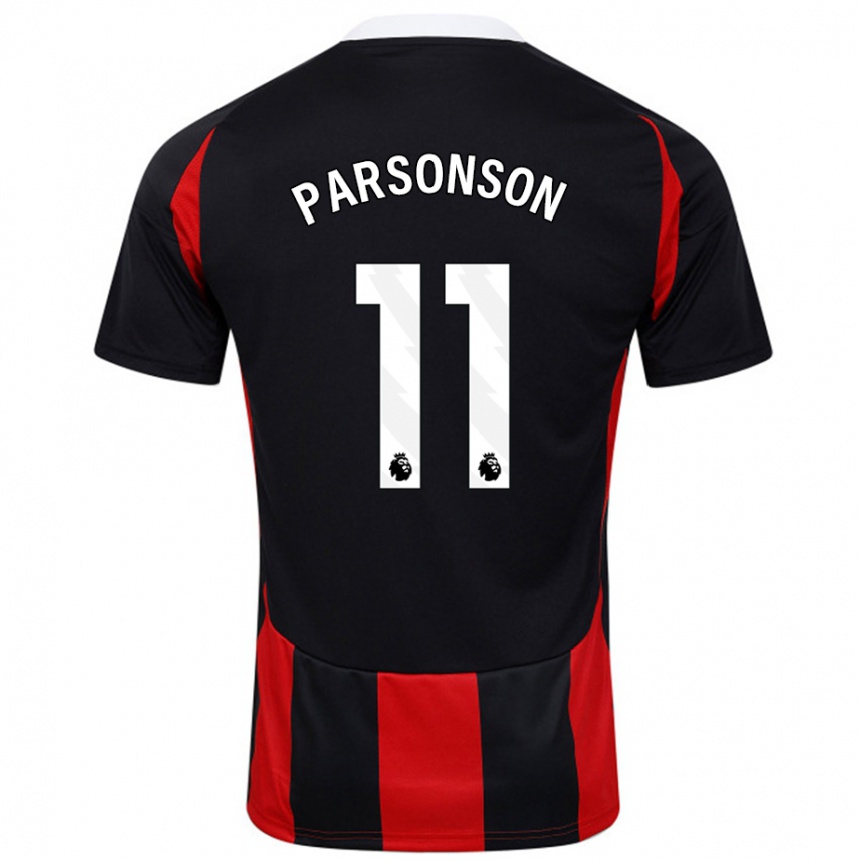 גברים כדורגל Madi Parsonson #11 שחור אדום הרחק ג'רזי 2024/25