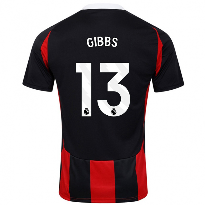 גברים כדורגל Frankie Gibbs #13 שחור אדום הרחק ג'רזי 2024/25