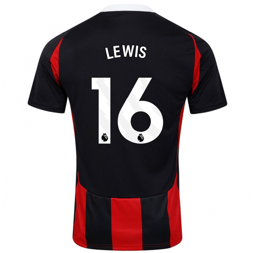 גברים כדורגל Milla Lewis #16 שחור אדום הרחק ג'רזי 2024/25