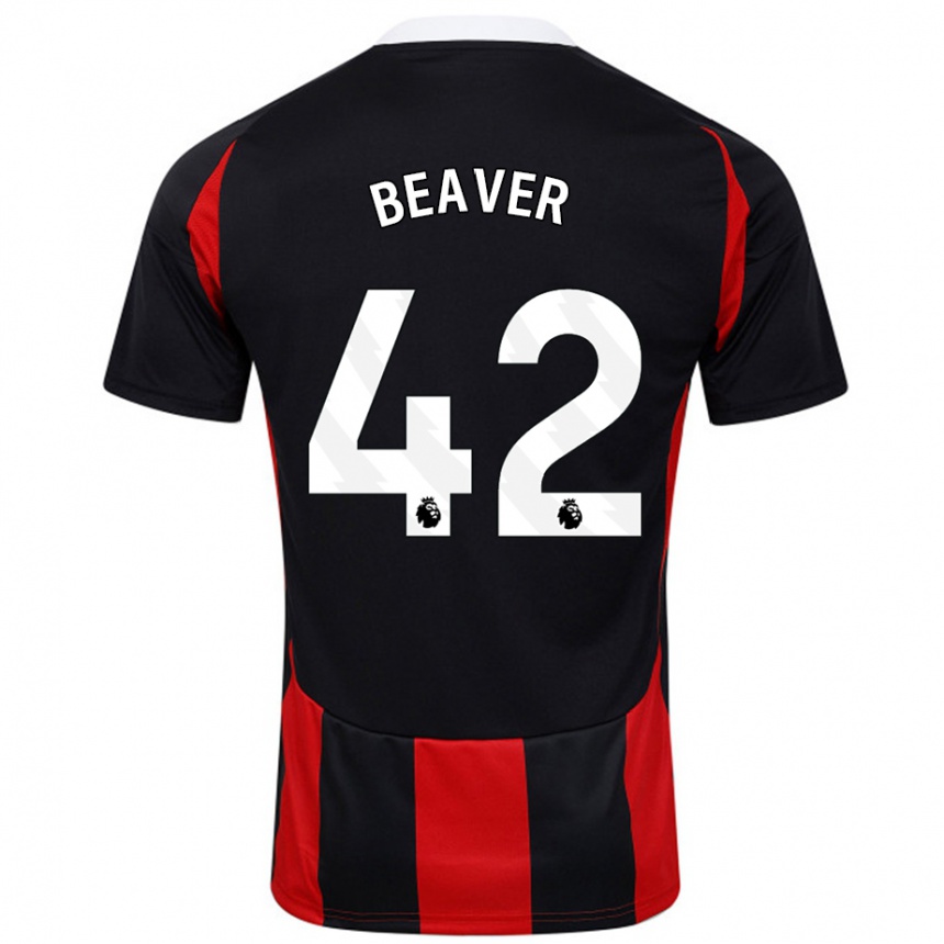 גברים כדורגל Cat Beaver #42 שחור אדום הרחק ג'רזי 2024/25