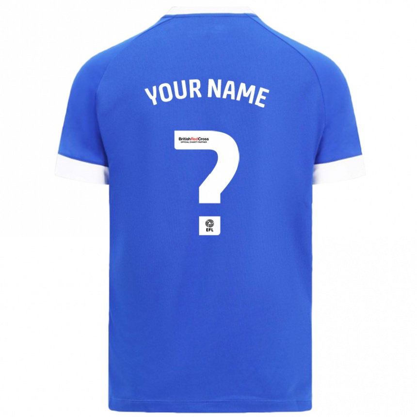 נשים כדורגל השם שלך #0 כחול שמיים ג'רזי ביתית 2024/25