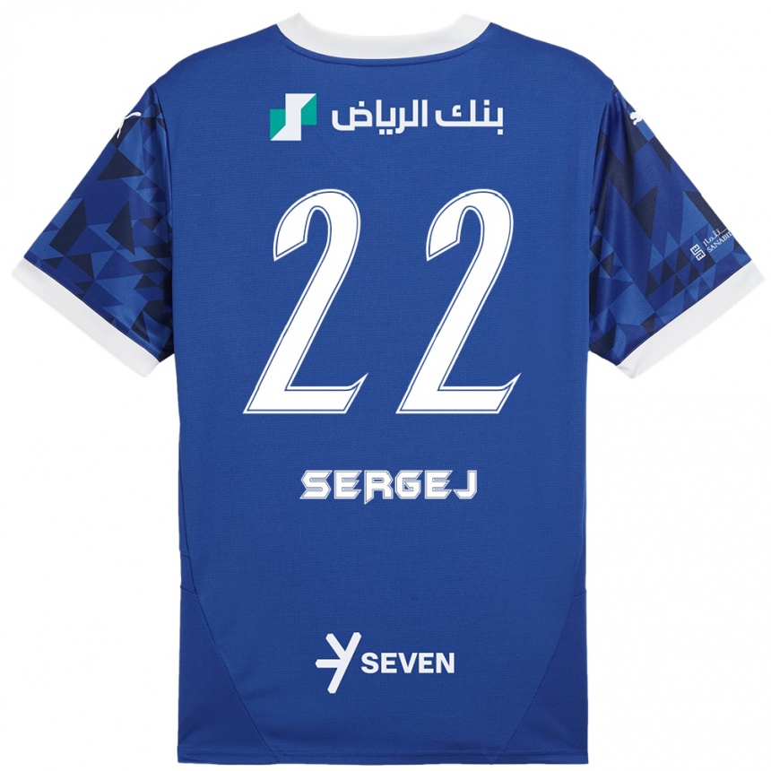 נשים כדורגל סרגיי מילינקוביץ'-סאביץ' #22 כחול כהה לבן ג'רזי ביתית 2024/25