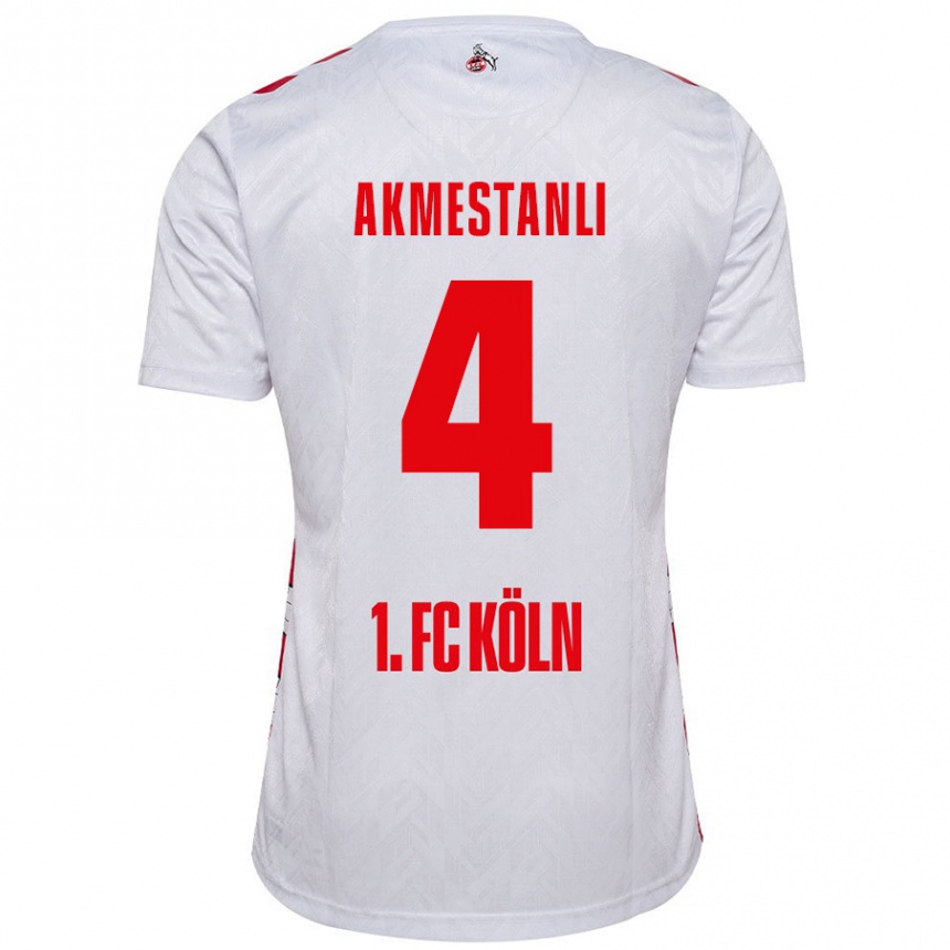נשים כדורגל Teoman Akmestanli #4 לבן אדום ג'רזי ביתית 2024/25