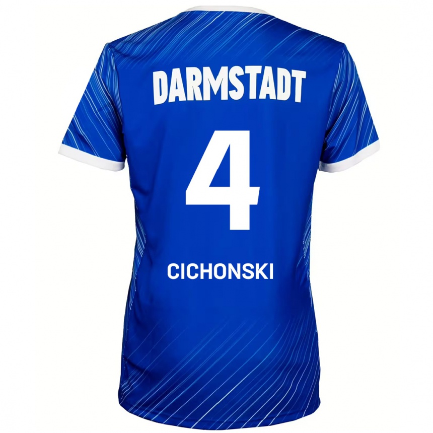 נשים כדורגל Florian Cichonski #4 כחול לבן ג'רזי ביתית 2024/25