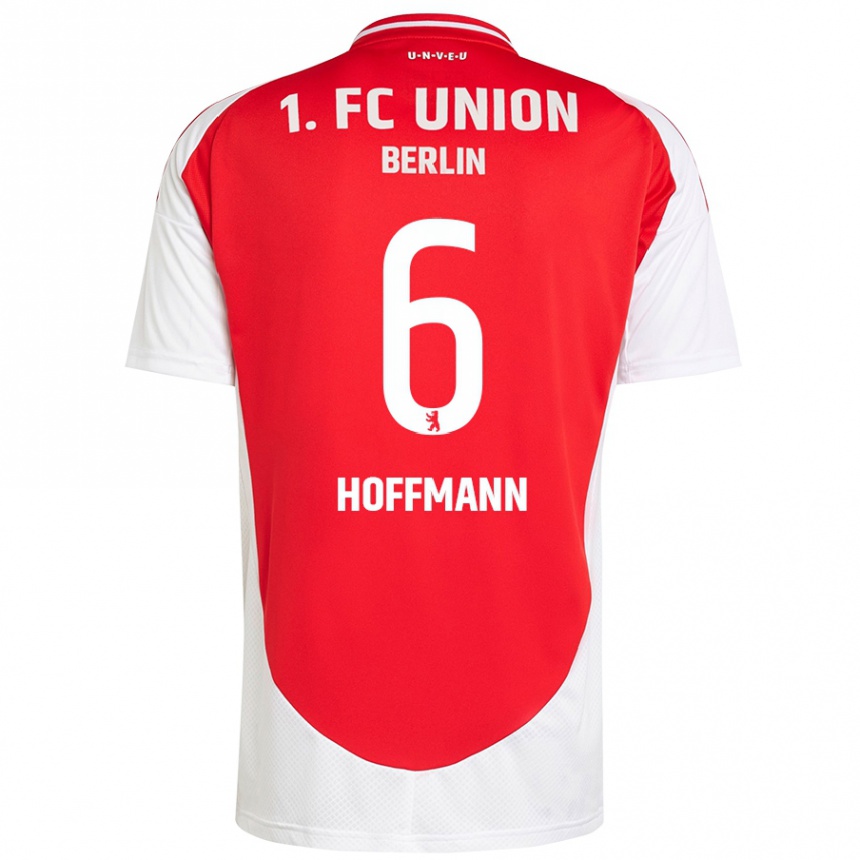 נשים כדורגל Finn Hoffmann #6 אדום לבן ג'רזי ביתית 2024/25