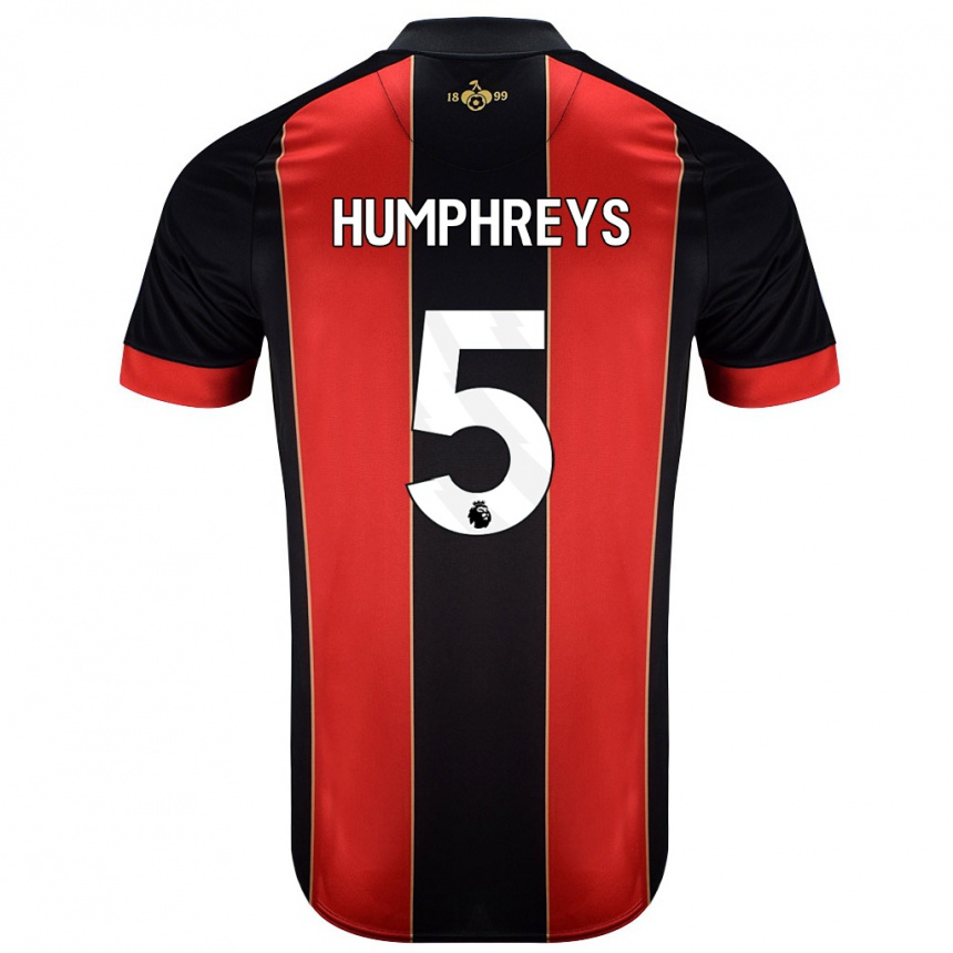 נשים כדורגל Holly Humphreys #5 אדום שחור ג'רזי ביתית 2024/25