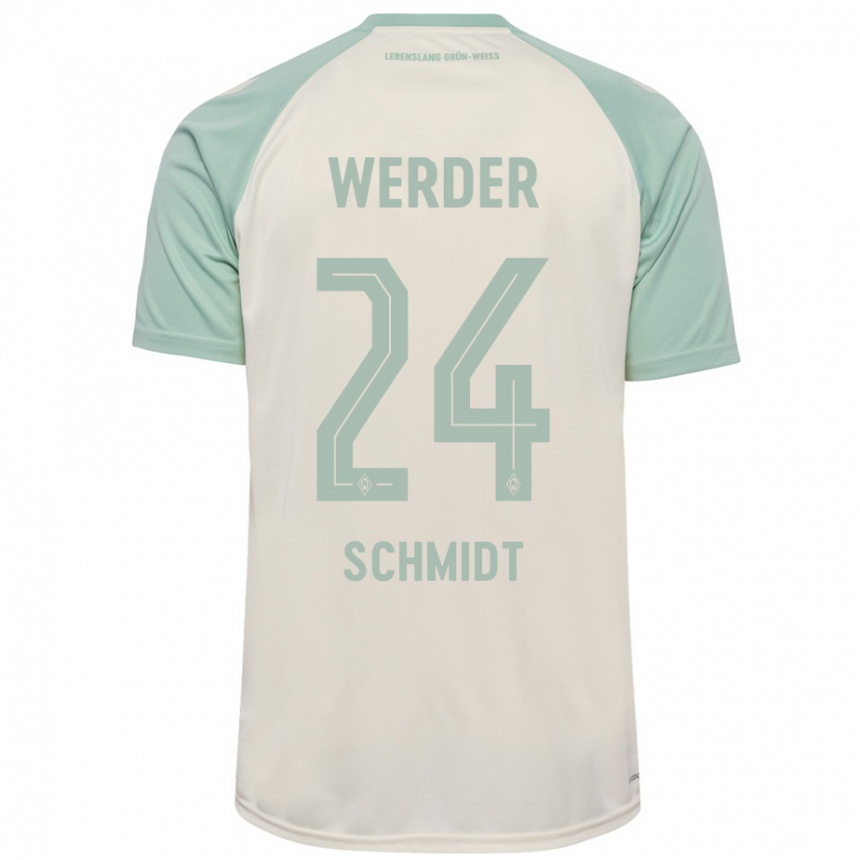 נשים כדורגל Lara Schmidt #24 אוף-וויט ירוק בהיר הרחק ג'רזי 2024/25