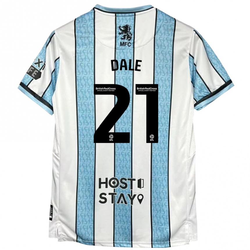 נשים כדורגל Faye Dale #21 כחול לבן הרחק ג'רזי 2024/25