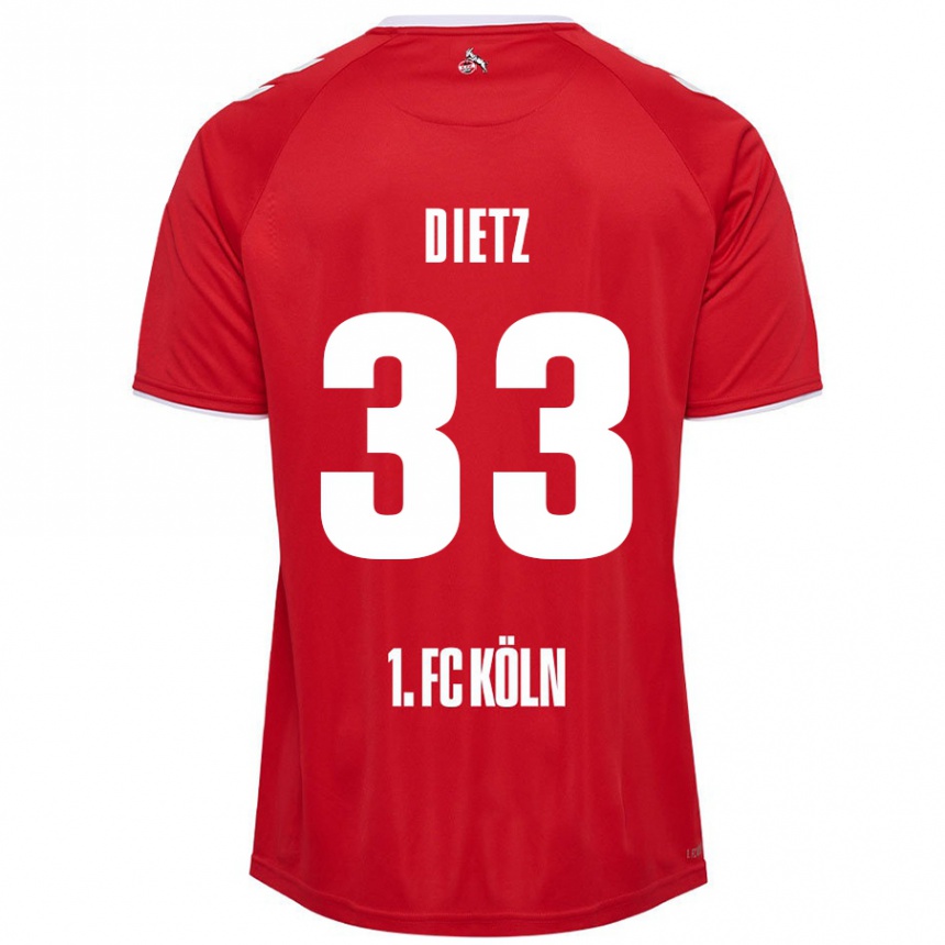נשים כדורגל פלוריאן דיץ #33 אדום לבן הרחק ג'רזי 2024/25