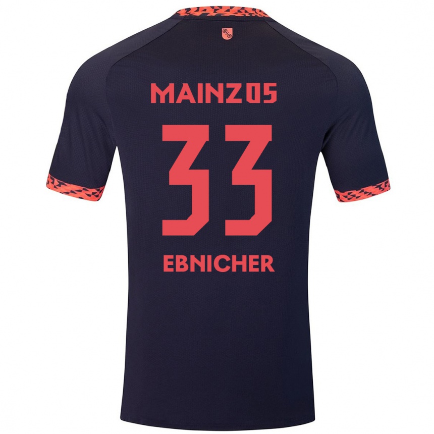 נשים כדורגל Sabine Ebnicher #33 כחול קורל אדום הרחק ג'רזי 2024/25