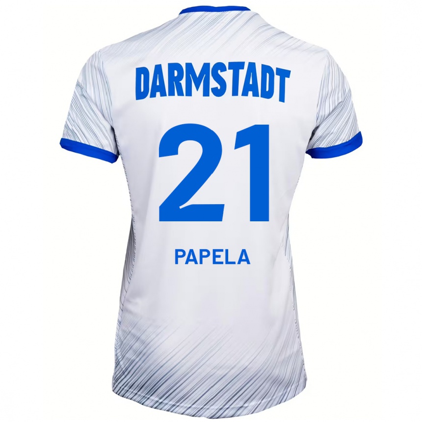 נשים כדורגל Merveille Papela #21 לבן כחול הרחק ג'רזי 2024/25