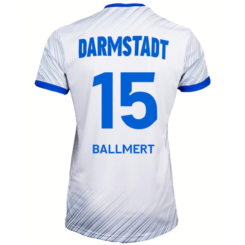 נשים כדורגל Markus Ballmert #15 לבן כחול הרחק ג'רזי 2024/25