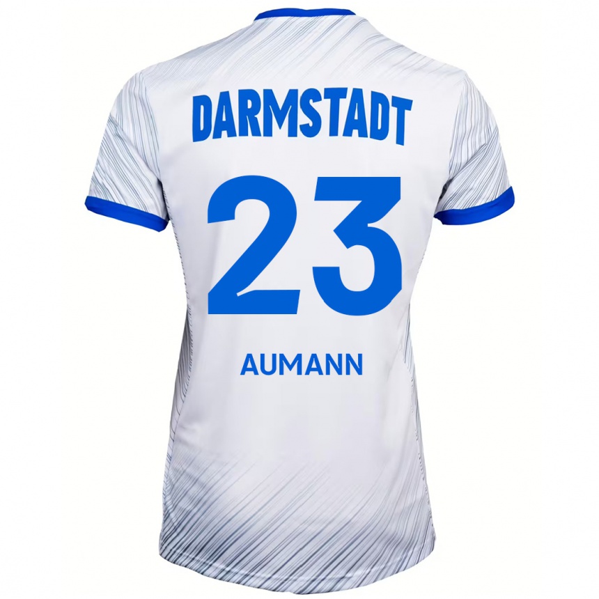 נשים כדורגל Emil Aumann #23 לבן כחול הרחק ג'רזי 2024/25