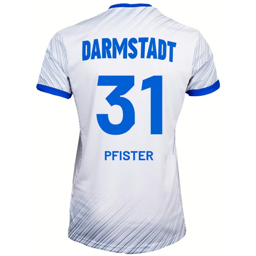 נשים כדורגל Max Pfister #31 לבן כחול הרחק ג'רזי 2024/25