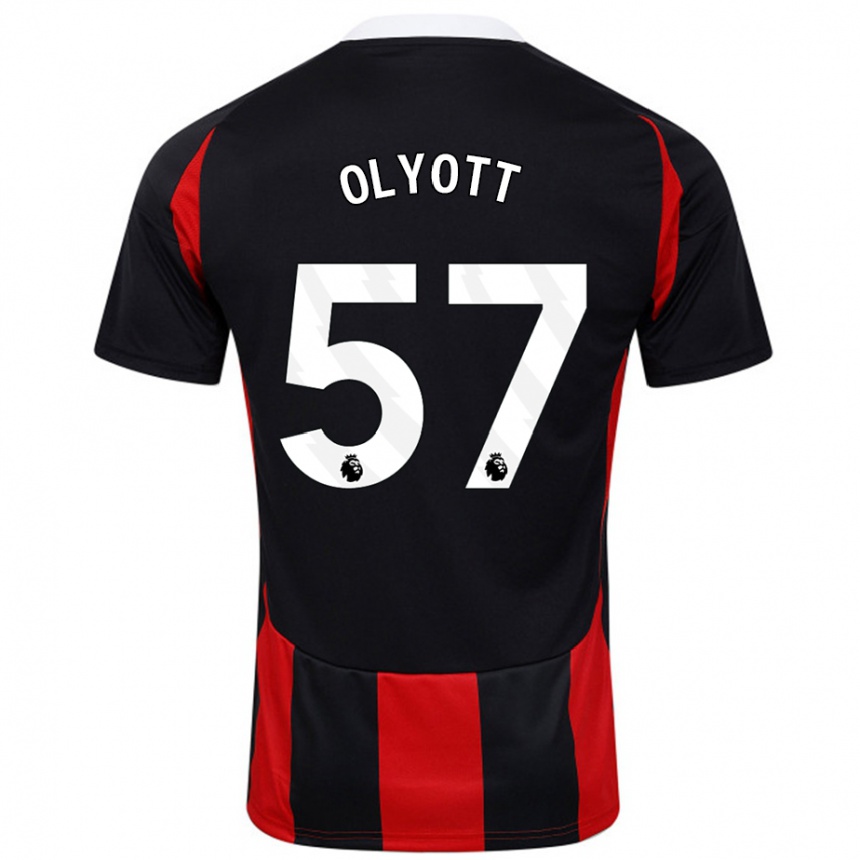 נשים כדורגל Tom Olyott #57 שחור אדום הרחק ג'רזי 2024/25