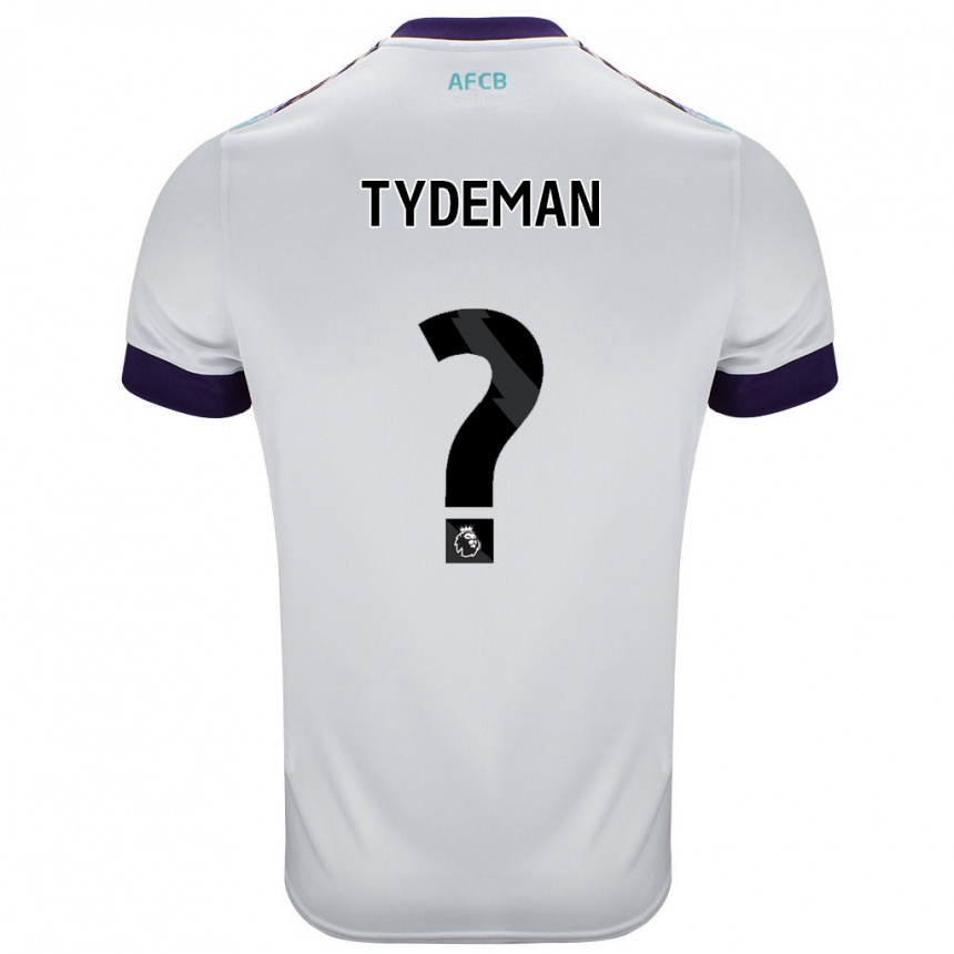 נשים כדורגל Kian Tydeman #0 לבן ירוק סגול הרחק ג'רזי 2024/25
