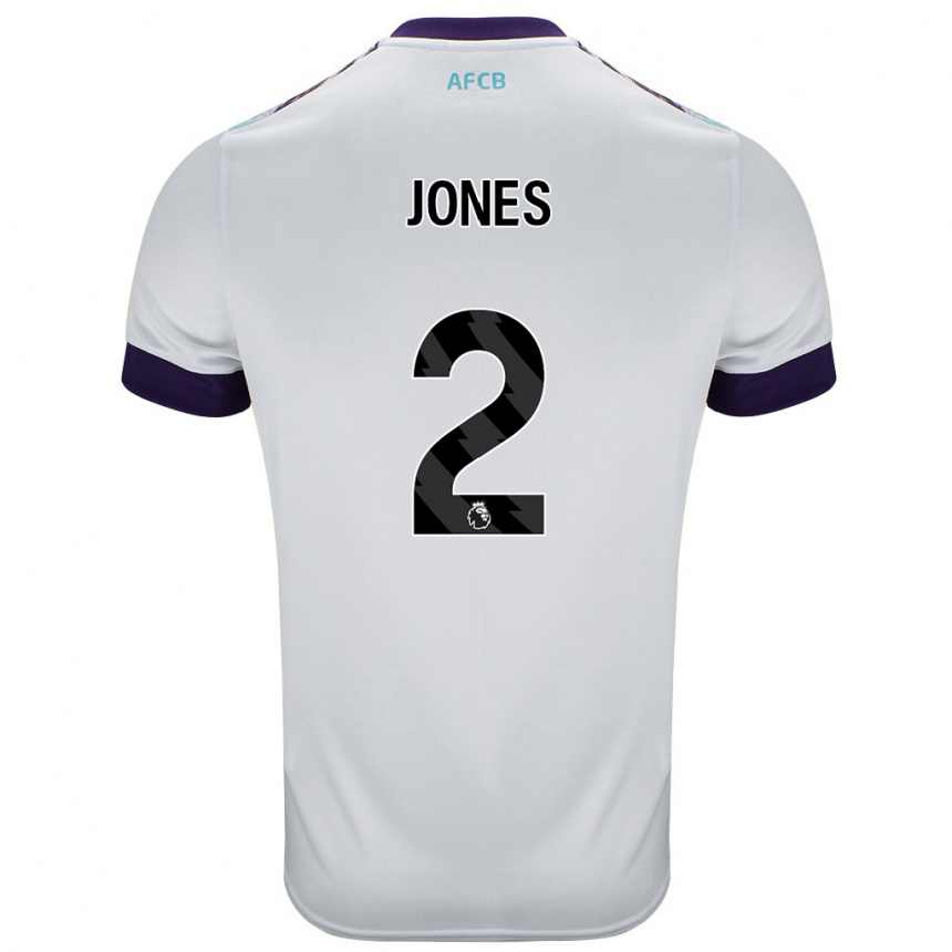 נשים כדורגל Abby Jones #2 לבן ירוק סגול הרחק ג'רזי 2024/25