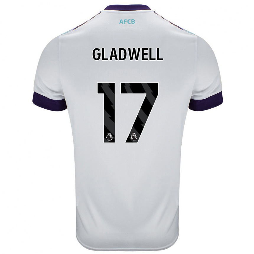 נשים כדורגל Molly Gladwell #17 לבן ירוק סגול הרחק ג'רזי 2024/25