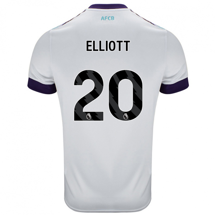 נשים כדורגל Kaitlyn Elliott #20 לבן ירוק סגול הרחק ג'רזי 2024/25