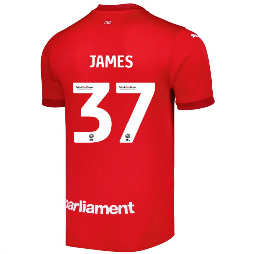 ילדים כדורגל Nathan James #37 אָדוֹם ג'רזי ביתית 2024/25