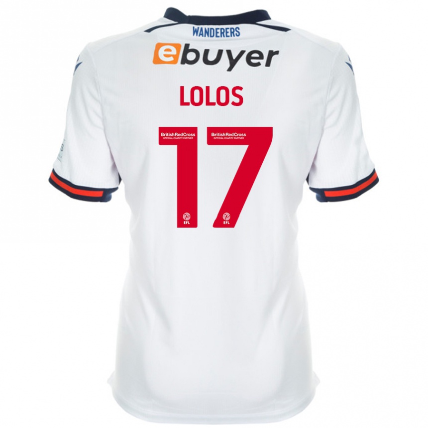 ילדים כדורגל Klaidi Lolos #17 לָבָן ג'רזי ביתית 2024/25