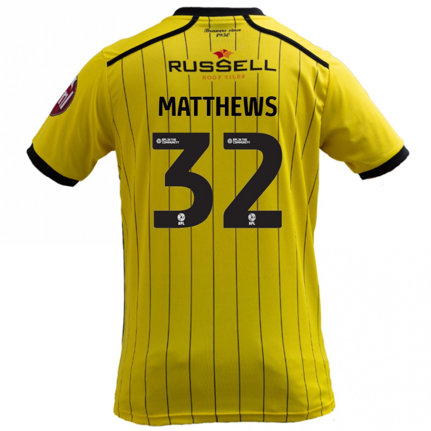 ילדים כדורגל Daniel Matthews #32 צָהוֹב ג'רזי ביתית 2024/25