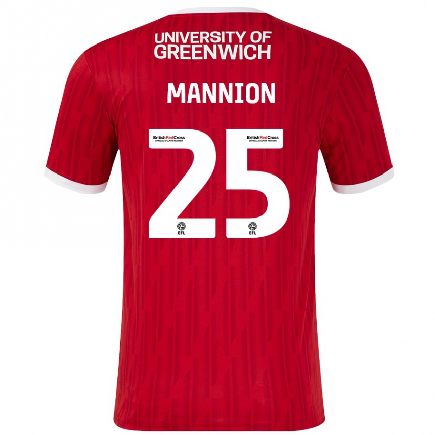 ילדים כדורגל Will Mannion #25 אדום לבן ג'רזי ביתית 2024/25