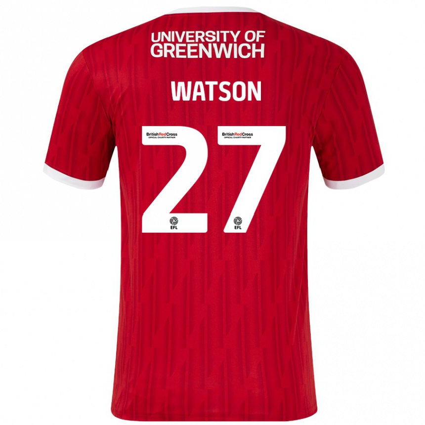 ילדים כדורגל Tennai Watson #27 אדום לבן ג'רזי ביתית 2024/25