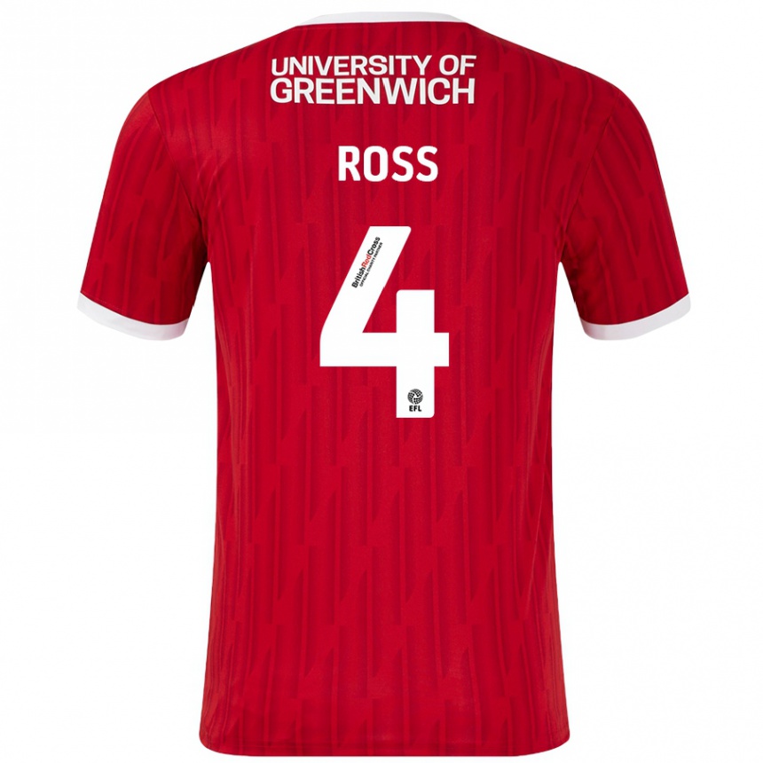 ילדים כדורגל Mia Ross #4 אדום לבן ג'רזי ביתית 2024/25