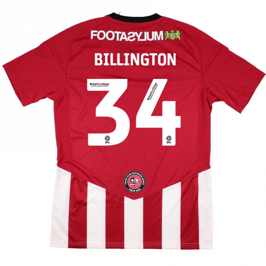 ילדים כדורגל Gabe Billington #34 אדום לבן ג'רזי ביתית 2024/25