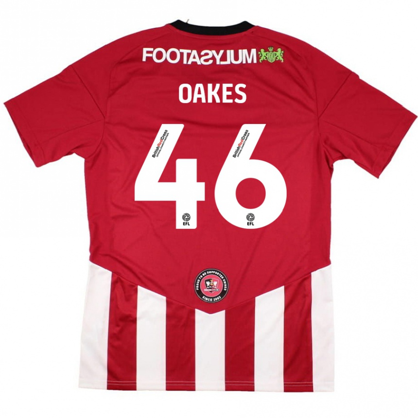 ילדים כדורגל Liam Oakes #46 אדום לבן ג'רזי ביתית 2024/25