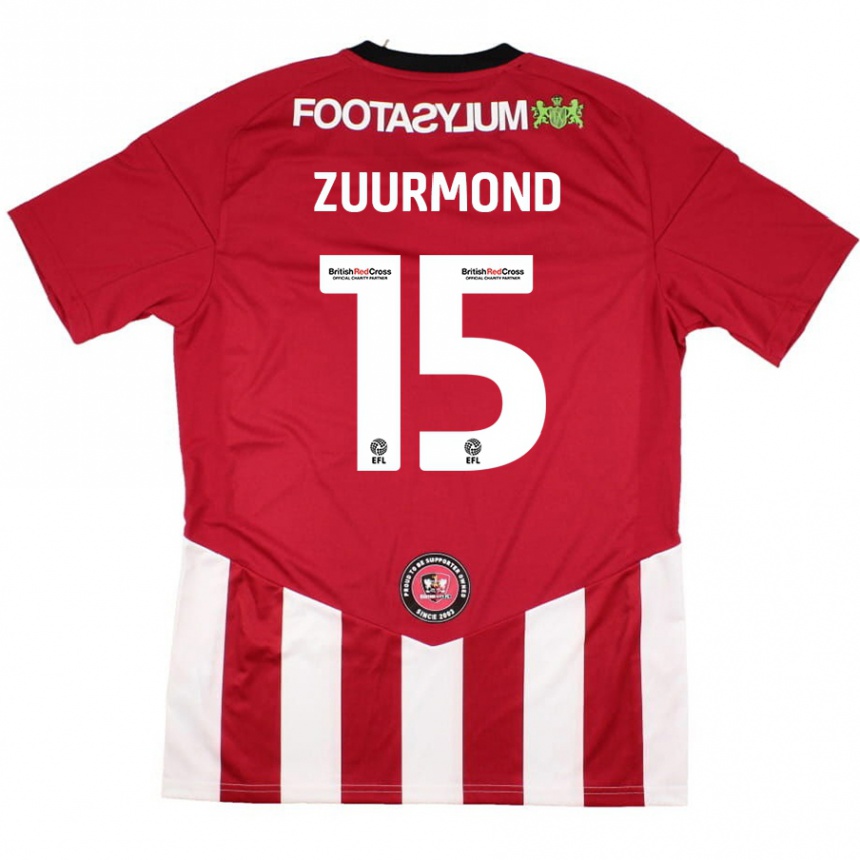 ילדים כדורגל Ishbel Zuurmond #15 אדום לבן ג'רזי ביתית 2024/25
