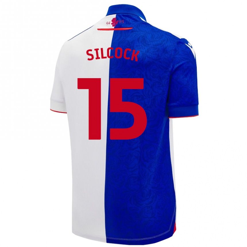 ילדים כדורגל Hannah Silcock #15 שמיים כחול לבן ג'רזי ביתית 2024/25