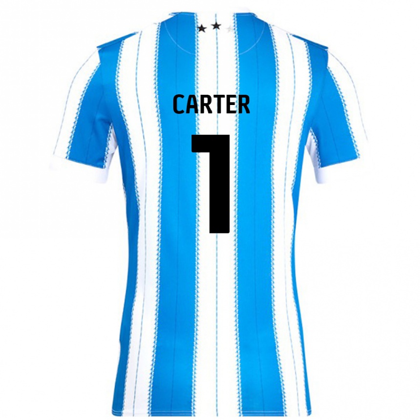 ילדים כדורגל Laura Carter #1 כחול לבן ג'רזי ביתית 2024/25