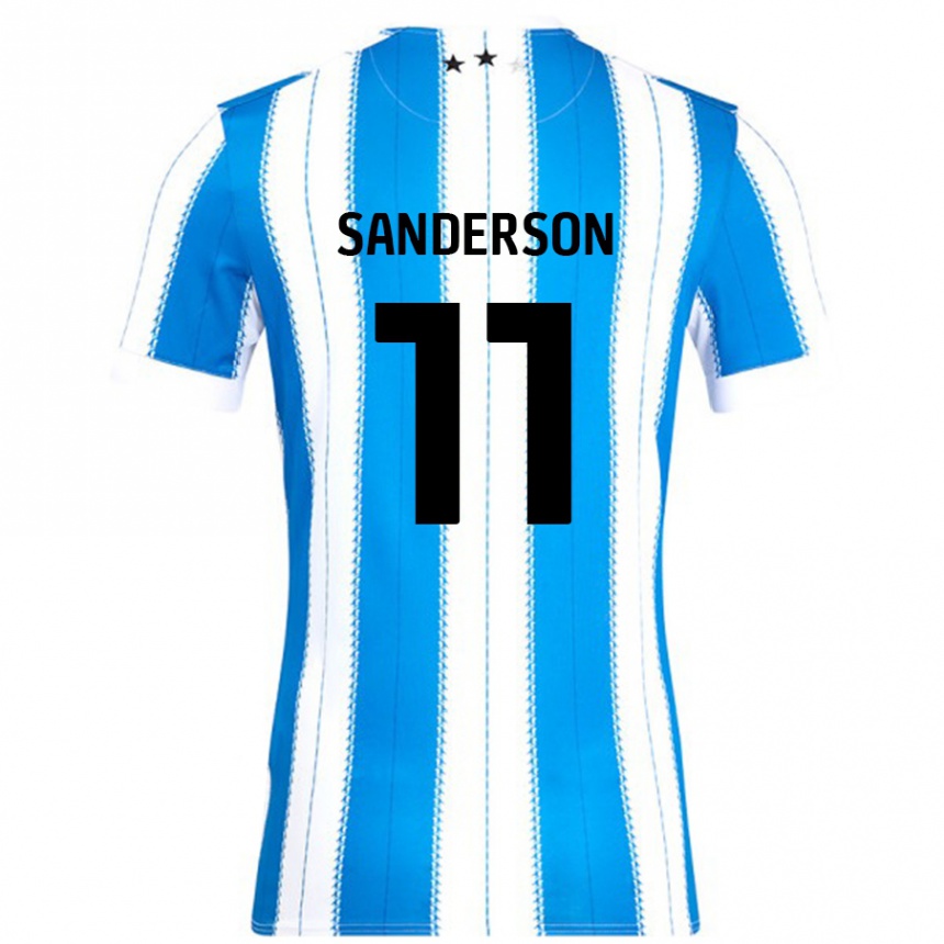 ילדים כדורגל Brittany Sanderson #11 כחול לבן ג'רזי ביתית 2024/25