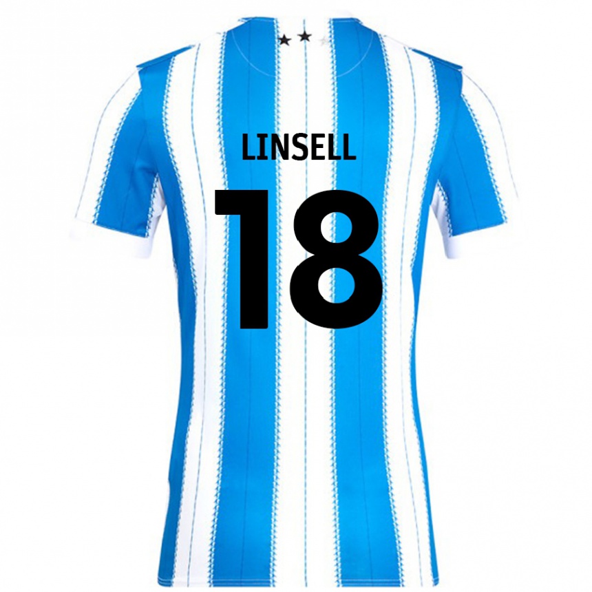 ילדים כדורגל Alice Linsell #18 כחול לבן ג'רזי ביתית 2024/25
