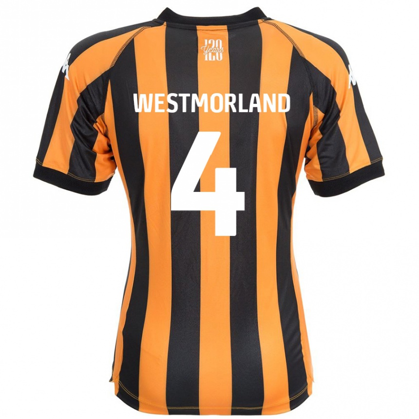 ילדים כדורגל Emma Westmorland #4 ענבר שחור ג'רזי ביתית 2024/25