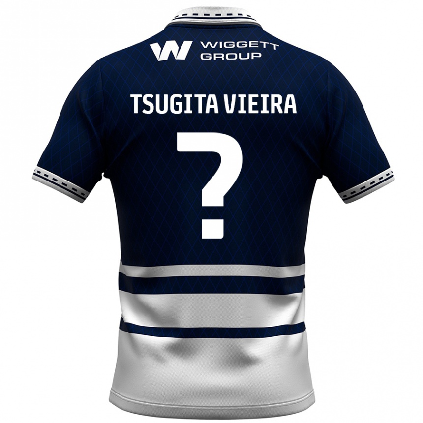 ילדים כדורגל Sacha Tsugita Vieira #0 כחול נייבי לבן ג'רזי ביתית 2024/25