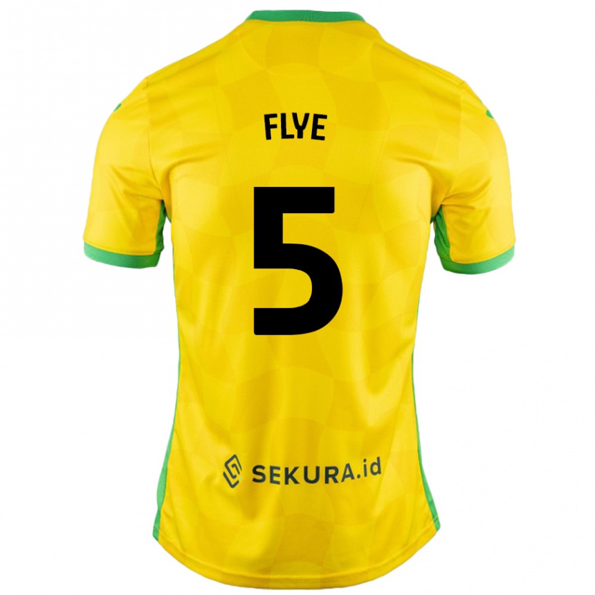 ילדים כדורגל Ceri Flye #5 צהוב ירוק ג'רזי ביתית 2024/25