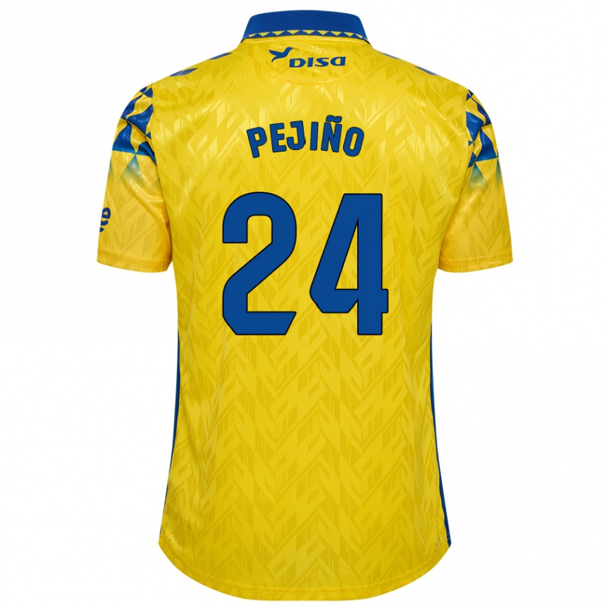 ילדים כדורגל Pejiño #24 צהוב כחול ג'רזי ביתית 2024/25