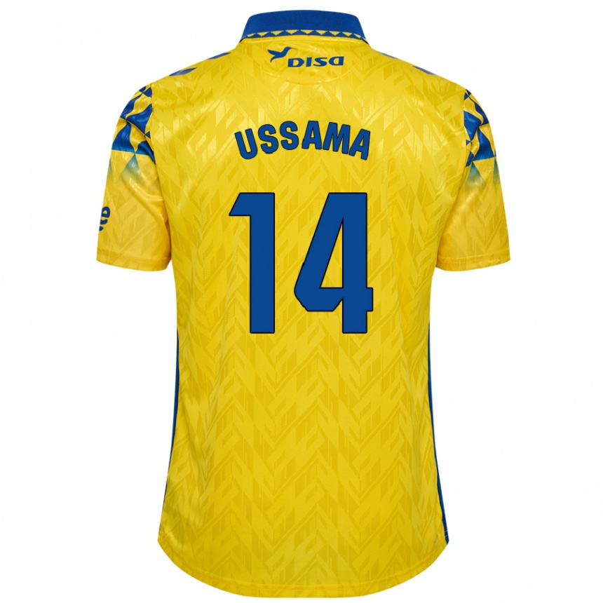ילדים כדורגל Ussama #14 צהוב כחול ג'רזי ביתית 2024/25