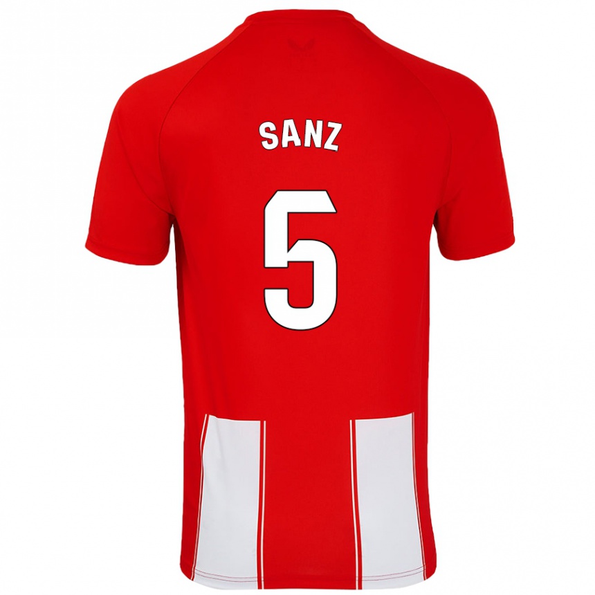 ילדים כדורגל Paco Sanz #5 אדום לבן ג'רזי ביתית 2024/25