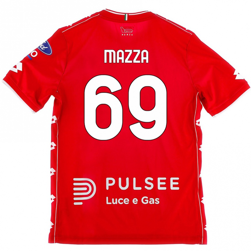 ילדים כדורגל Andrea Mazza #69 אדום לבן ג'רזי ביתית 2024/25